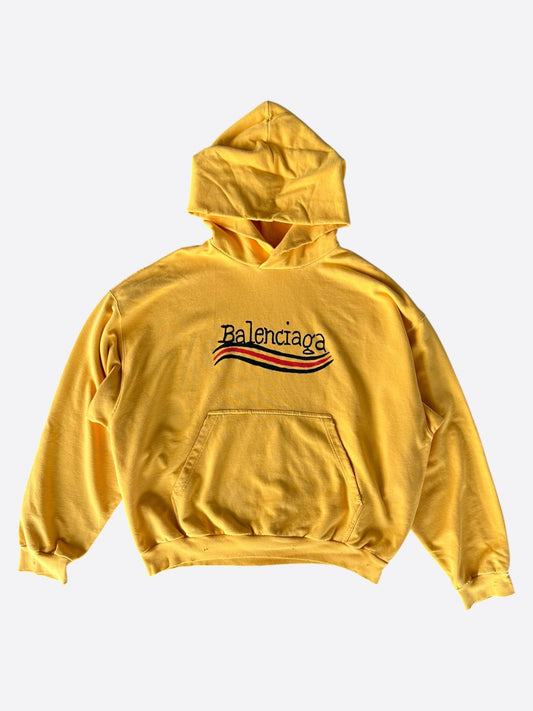 Balenciaga Yellow & Black Campaign Logo Hoodie