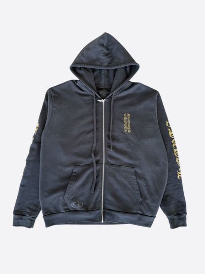 Chrome Hearts Black & Olive Script Logo Zip Up Hoodie