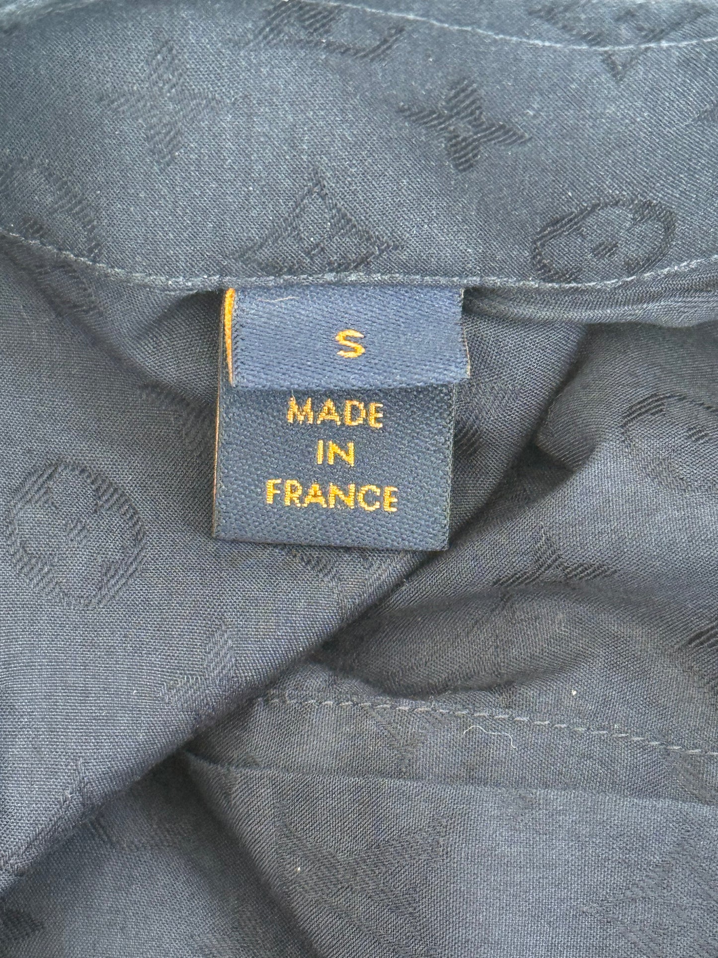 Louis Vuitton Navy Jacquard Monogram Button Up Shirt