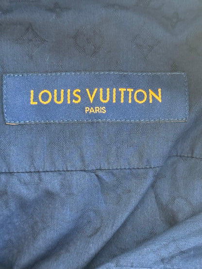 Louis Vuitton Navy Jacquard Monogram Button Up Shirt