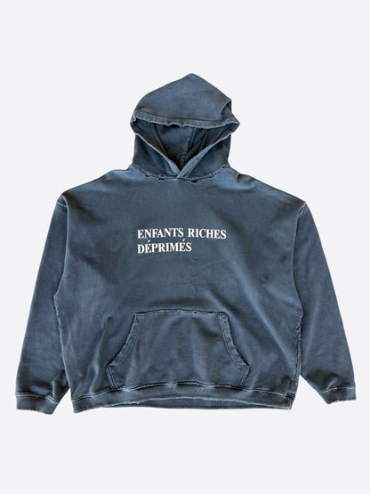 Enfants Riches Deprimes Navy & White Logo Distressed Hoodie
