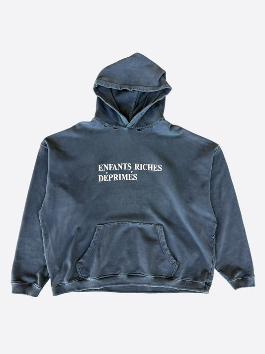 Enfants Riches Deprimes Navy & White Logo Distressed Hoodie