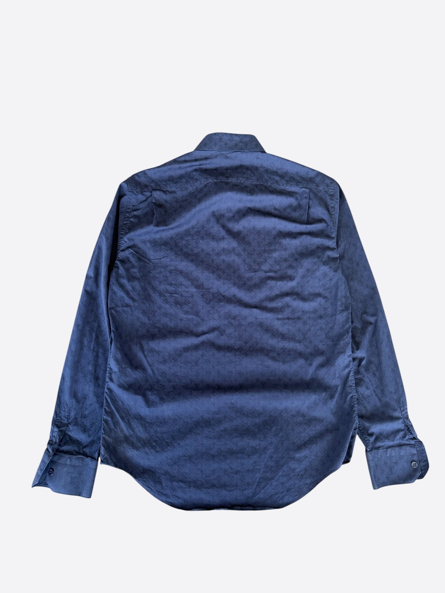 Louis Vuitton Navy Jacquard Monogram Button Up Shirt