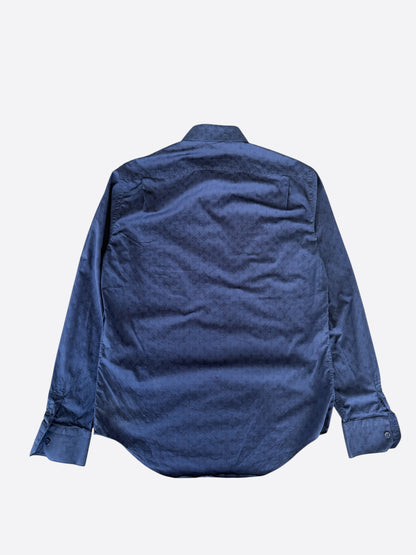 Louis Vuitton Navy Jacquard Monogram Button Up Shirt