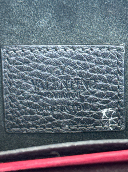 Valentino Black Leather Rockstud Envelope Wallet On Chain Bag
