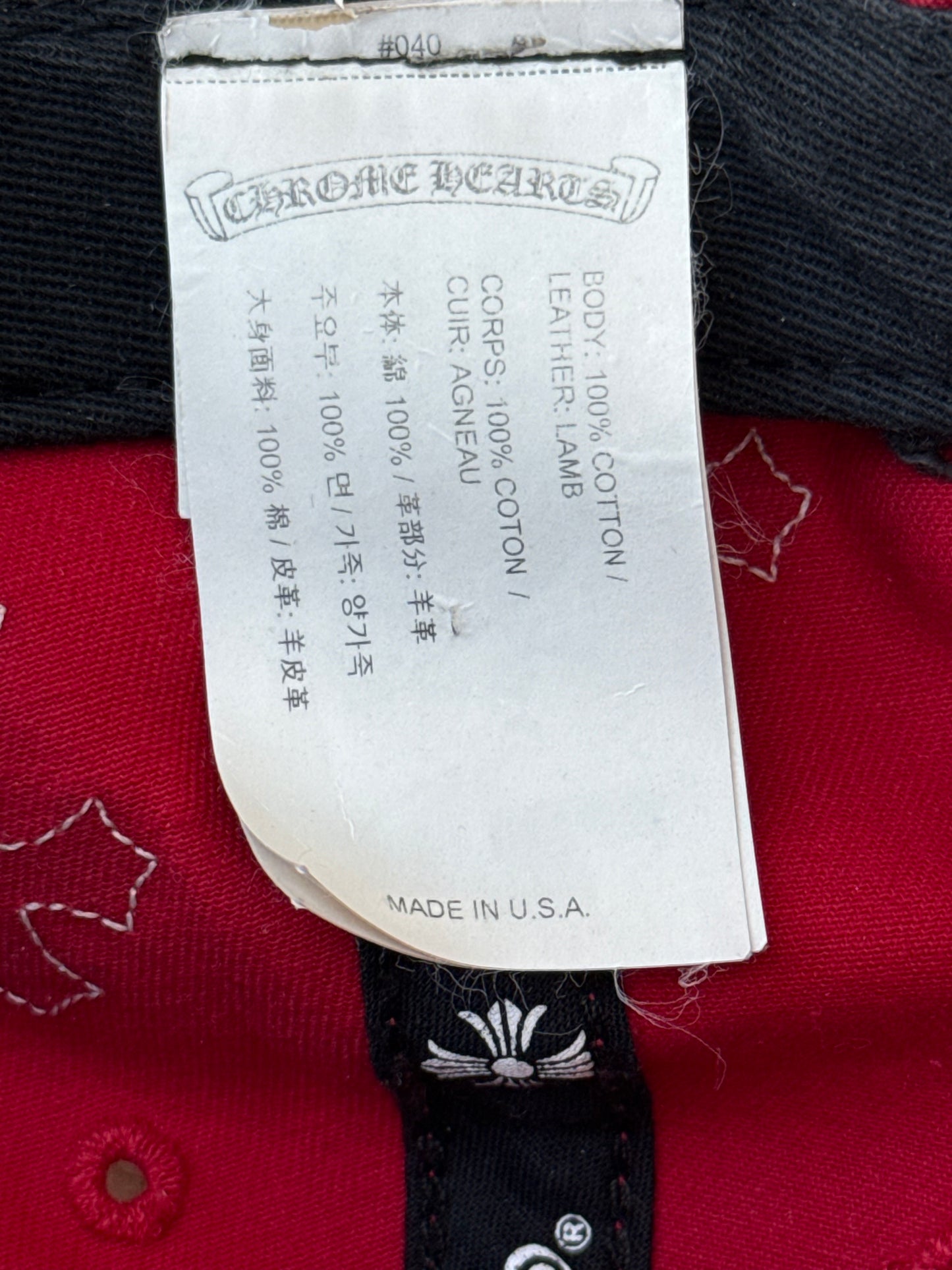 Chrome Hearts Red & White Cross Patch Hat