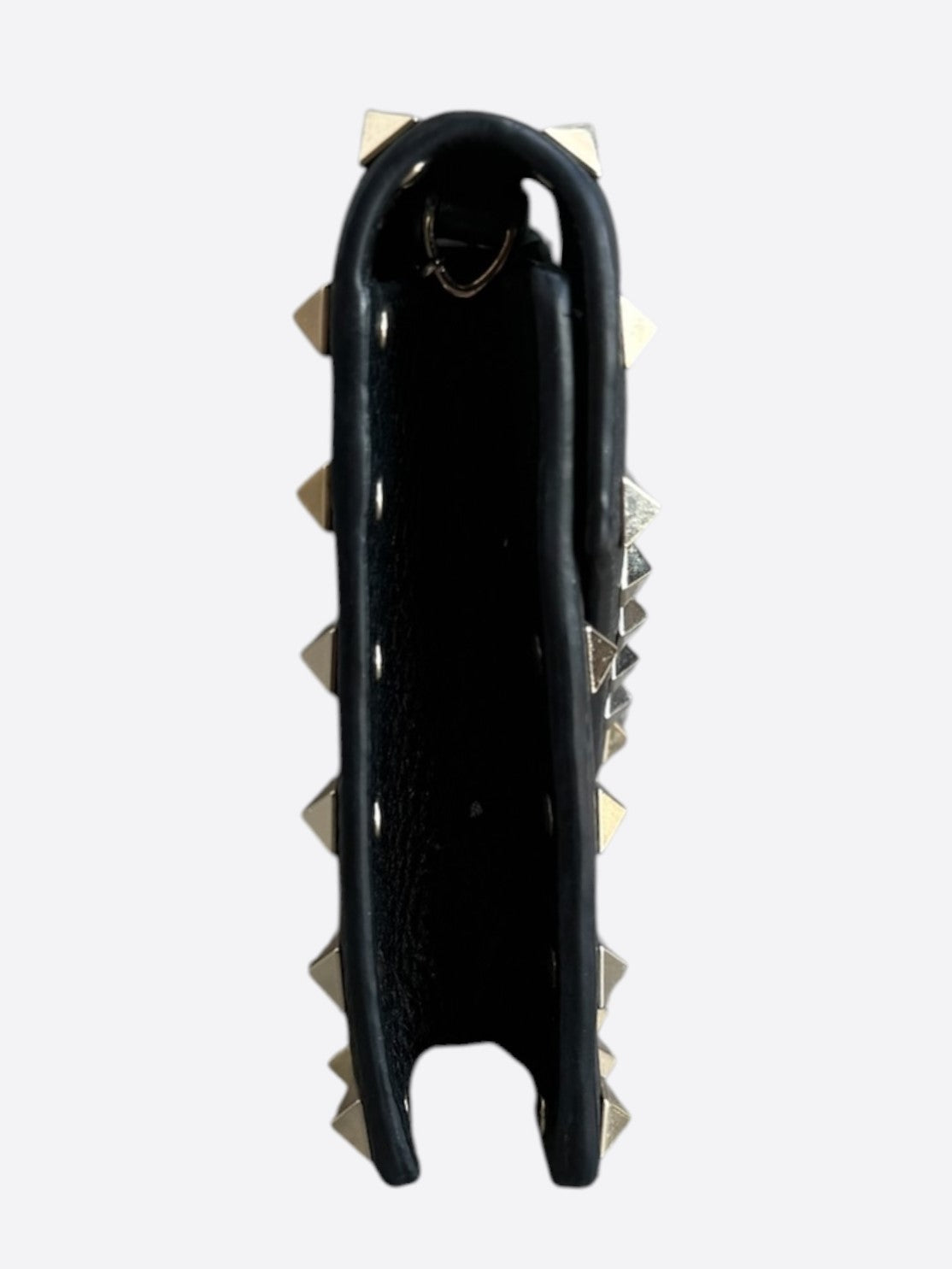 Valentino Black Leather Rockstud Envelope Wallet On Chain Bag