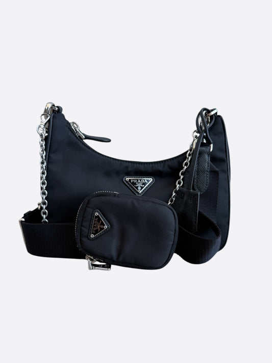 Prada Cameo Black Re-Edition 2005 Nylon Bag