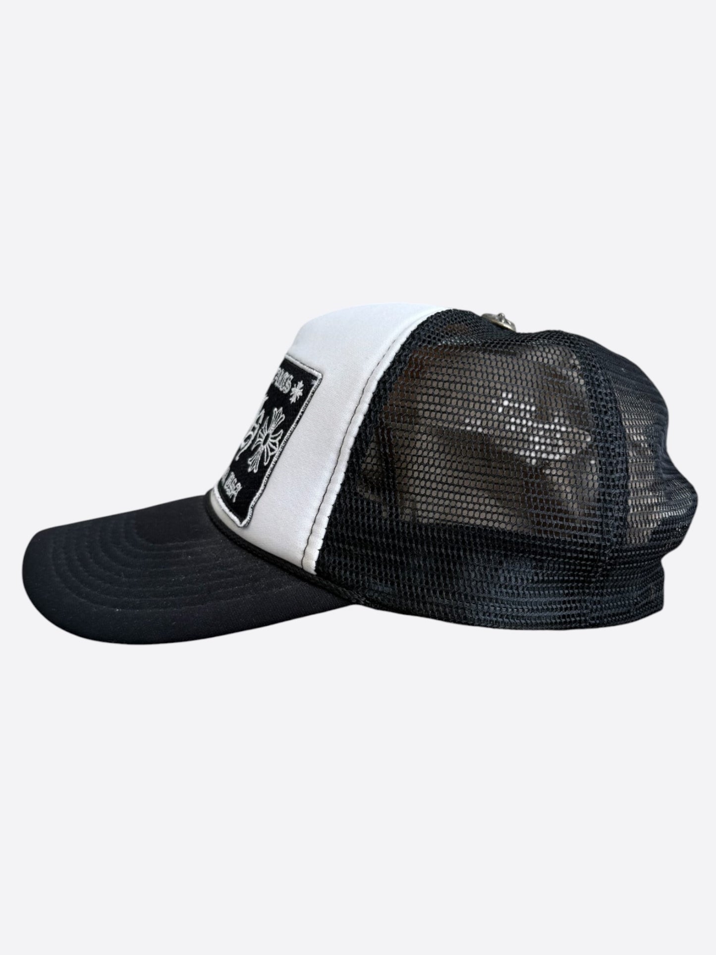Chrome Hearts Black & White Hollywood Trucker Hat