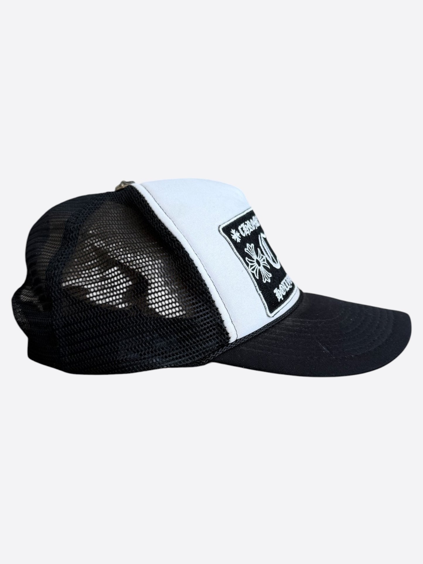 Chrome Hearts Black & White Hollywood Trucker Hat
