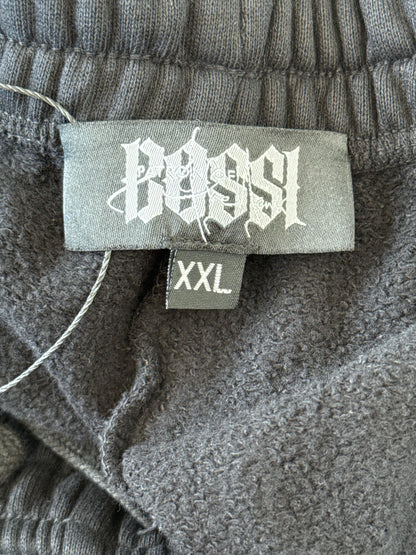 Bossi POTN Vintage Black & Red Rhinestone Embellished Sweatpants