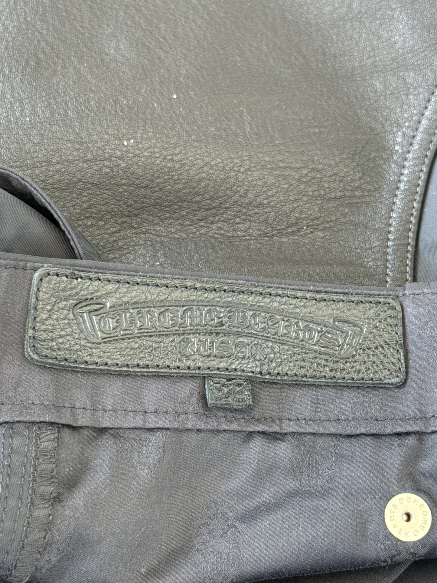 Chrome Hearts Black Nylon & Leather Cross Patch Carpenter Shorts