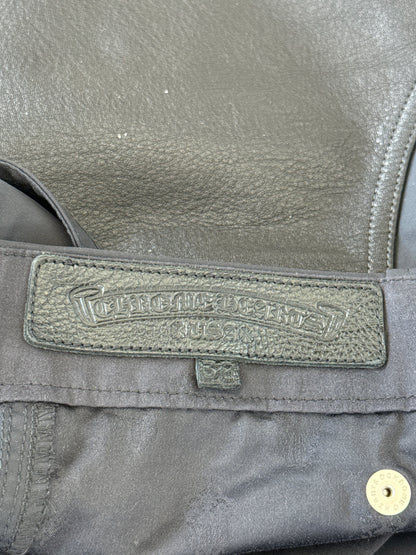 Chrome Hearts Black Nylon & Leather Cross Patch Carpenter Shorts