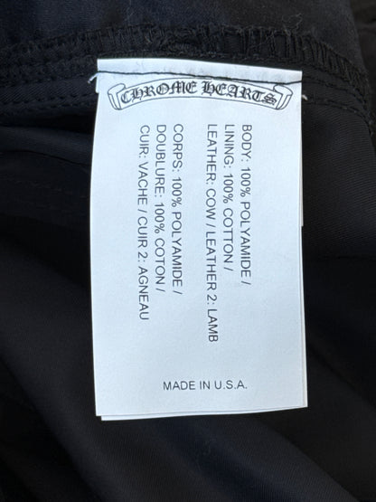 Chrome Hearts Black Nylon & Leather Cross Patch Carpenter Shorts