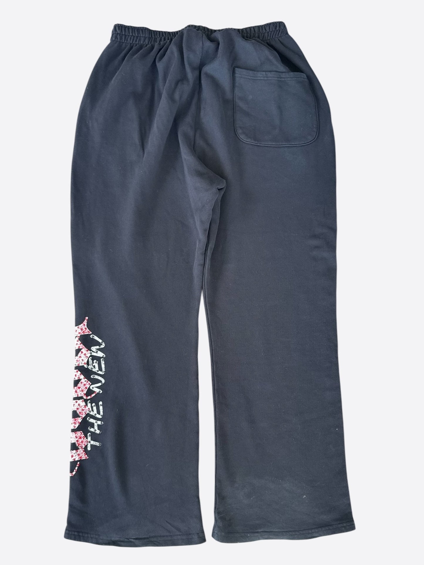 Bossi POTN Vintage Black & Red Rhinestone Embellished Sweatpants