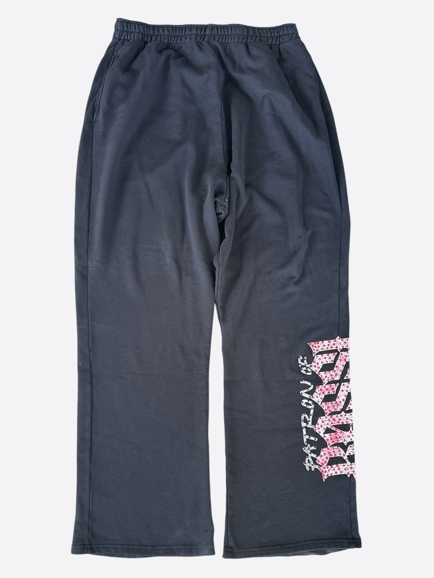 Bossi POTN Vintage Black & Red Rhinestone Embellished Sweatpants