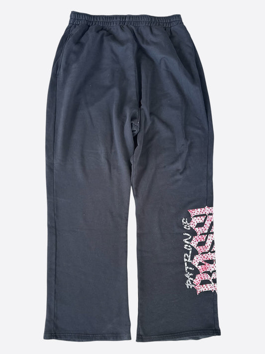 Bossi POTN Vintage Black & Red Rhinestone Embellished Sweatpants