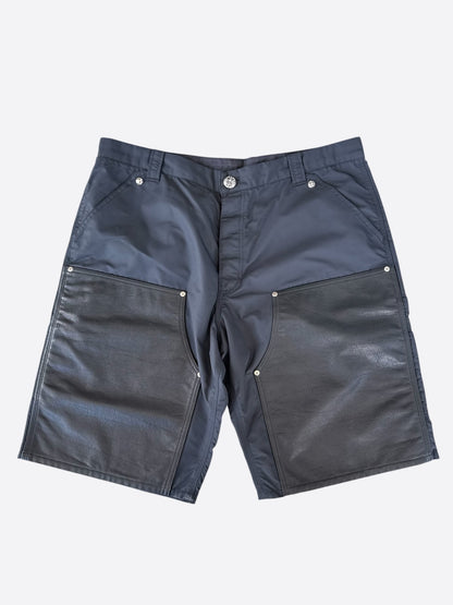 Chrome Hearts Black Nylon & Leather Cross Patch Carpenter Shorts