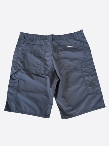 Chrome Hearts Black Nylon & Leather Cross Patch Carpenter Shorts