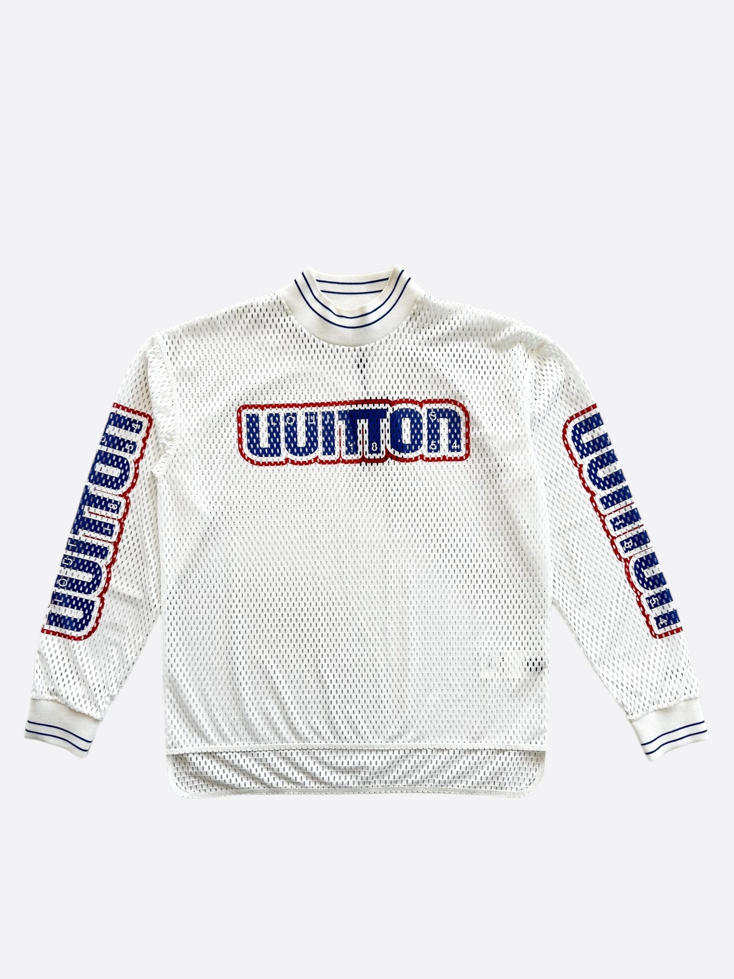 Louis Vuitton White & Blue Mesh Longsleeve Jersey