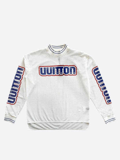 Louis Vuitton White & Blue Mesh Longsleeve Jersey