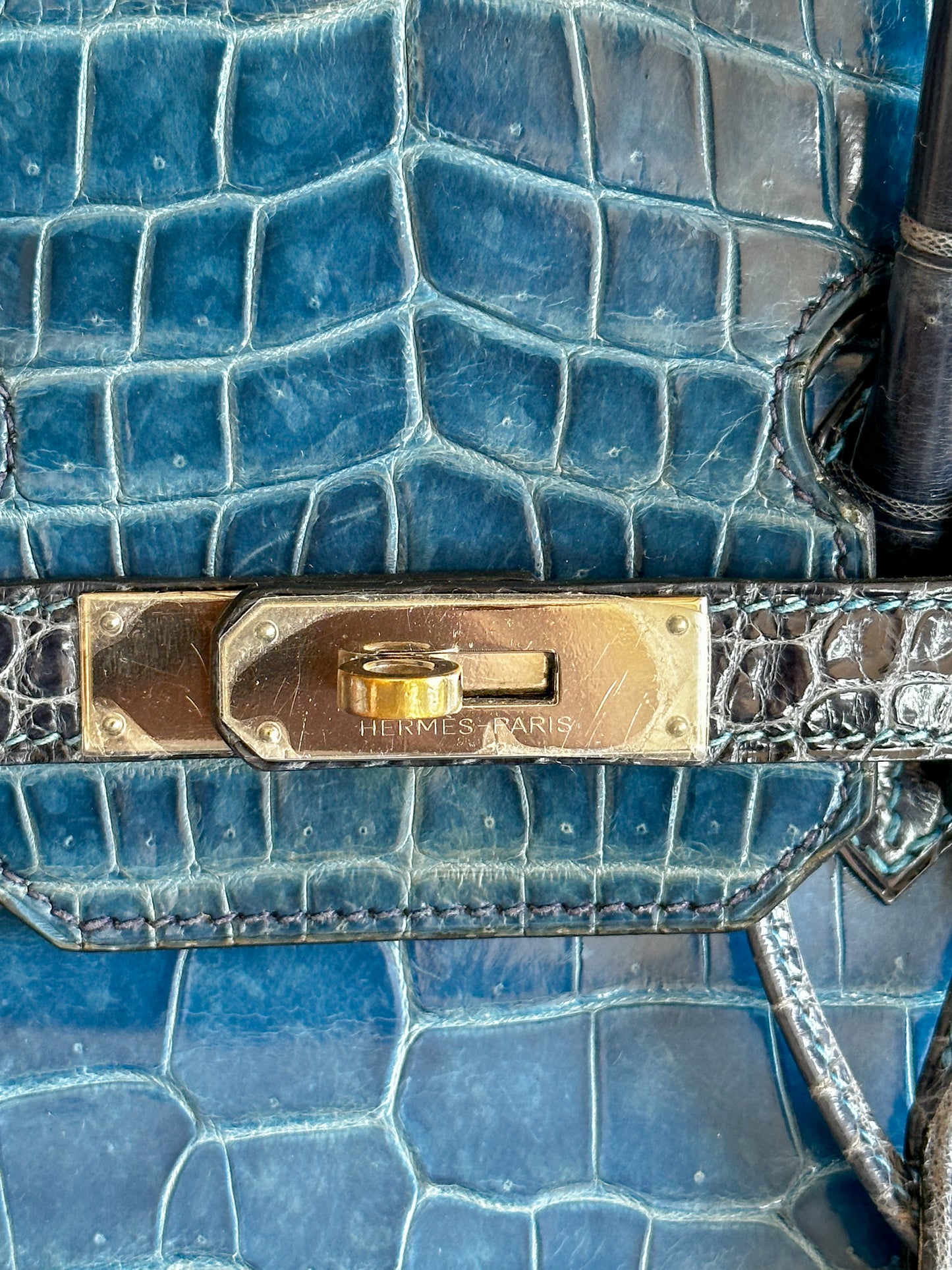 Hermes Blue & Black Crocodile Custom Order Birkin 35