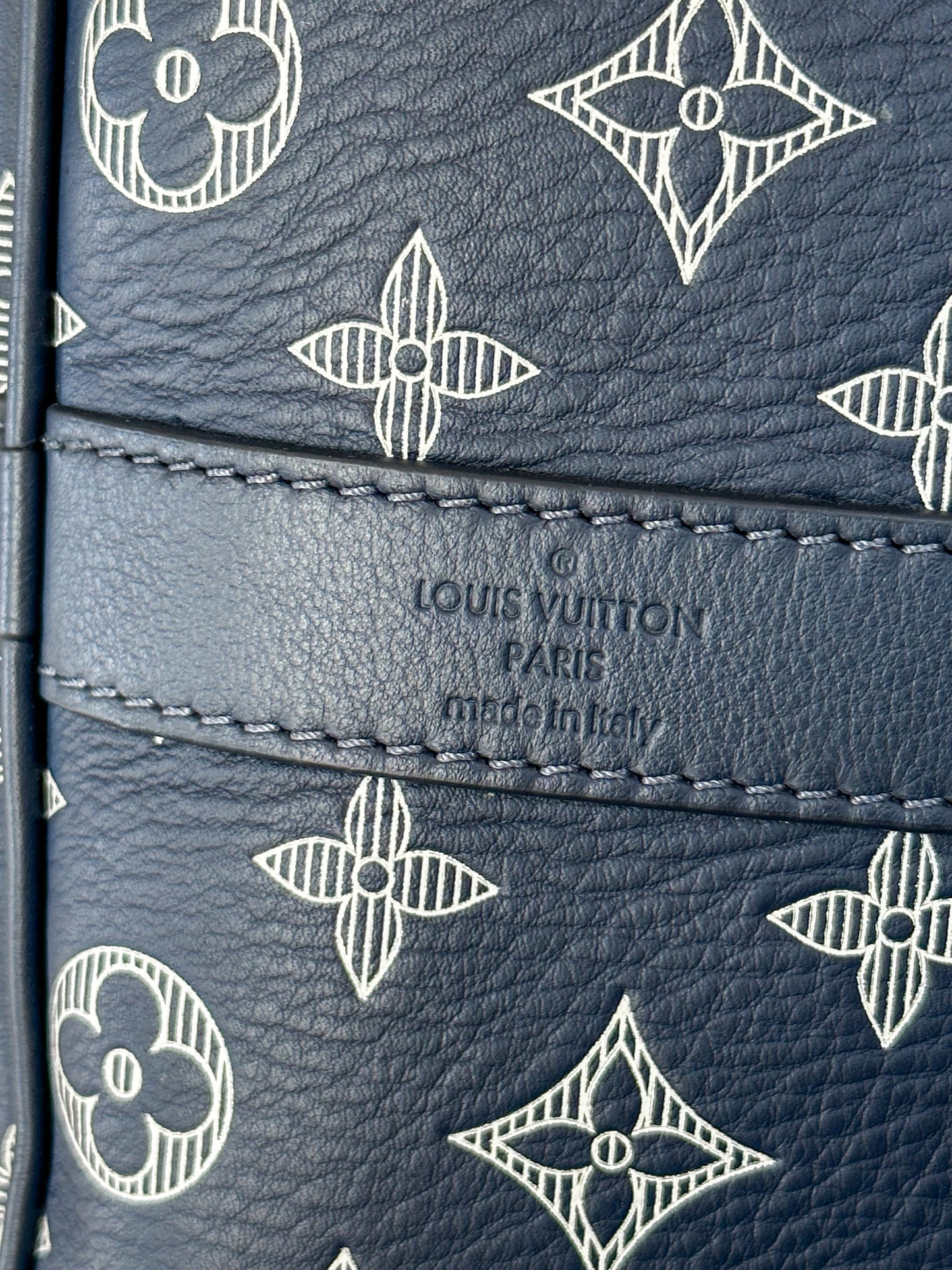 Louis Vuitton Navy & White Monogram Keepall 50