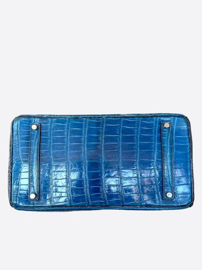 Hermes Blue & Black Crocodile Custom Order Birkin 35