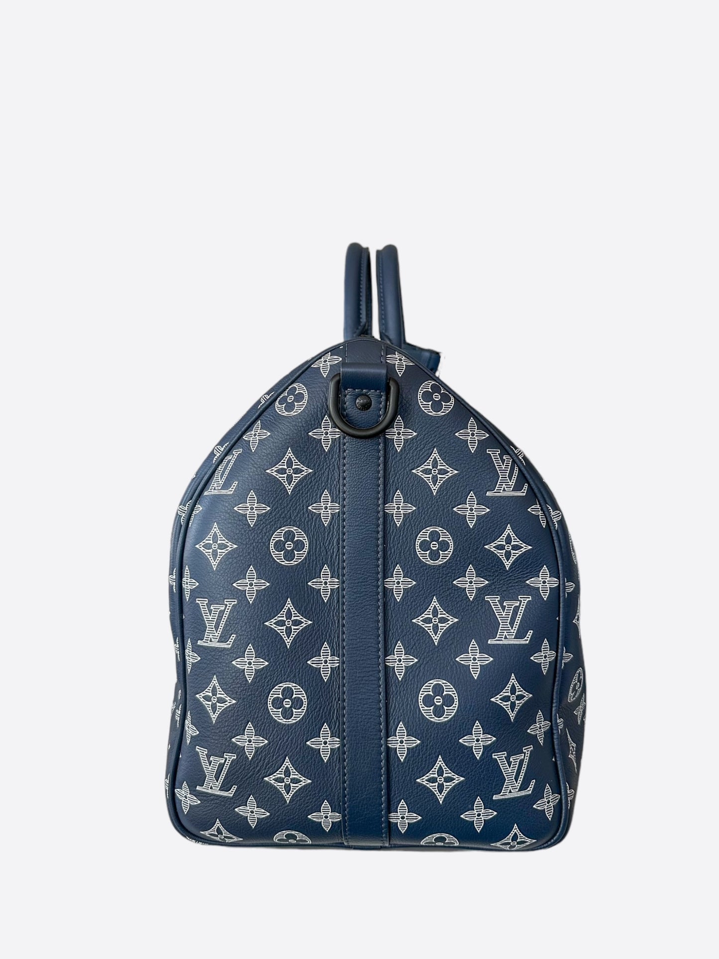 Louis Vuitton Navy & White Monogram Keepall 50