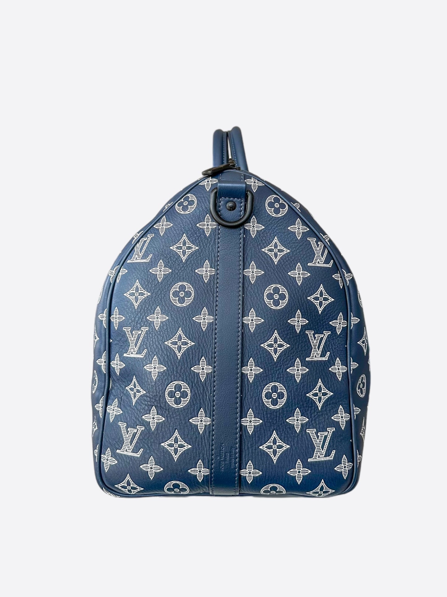 Louis Vuitton Navy & White Monogram Keepall 50