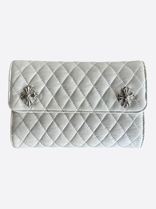 Chrome Hearts White Quilted Cross Wallet