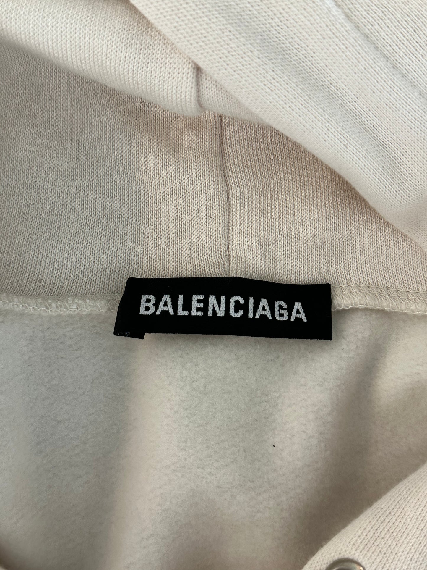 Balenciaga White & Blue Logo Hoodie
