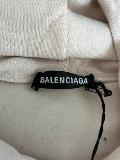 Balenciaga White & Blue Logo Hoodie