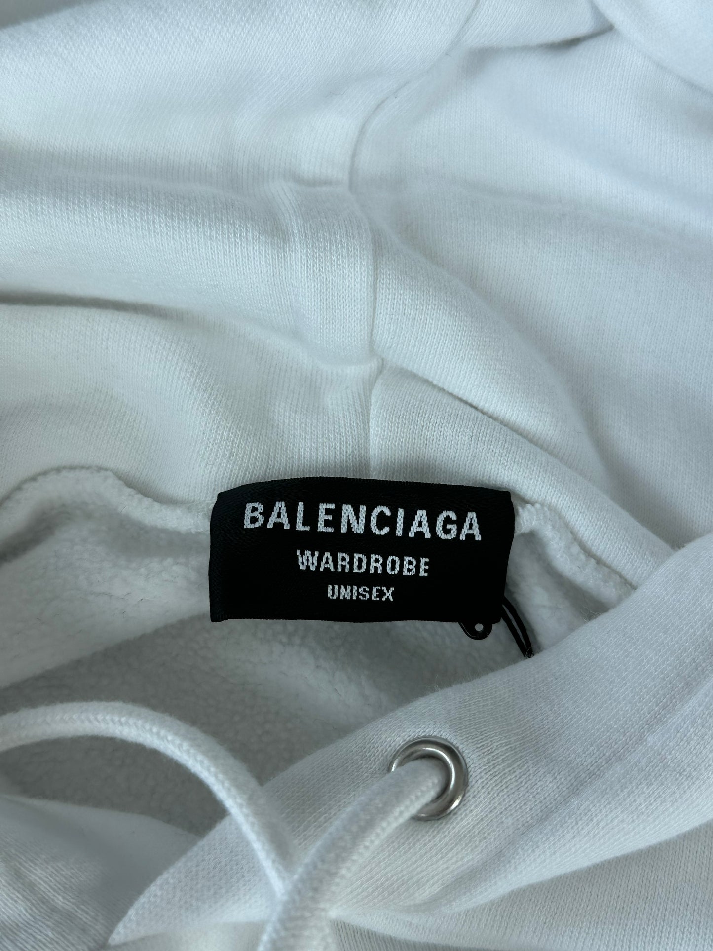 Balenciaga White & Black Pixel Logo Hoodie