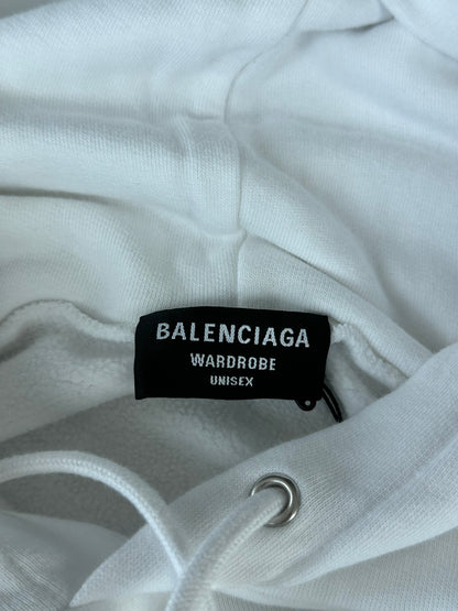 Balenciaga White & Black Pixel Logo Hoodie
