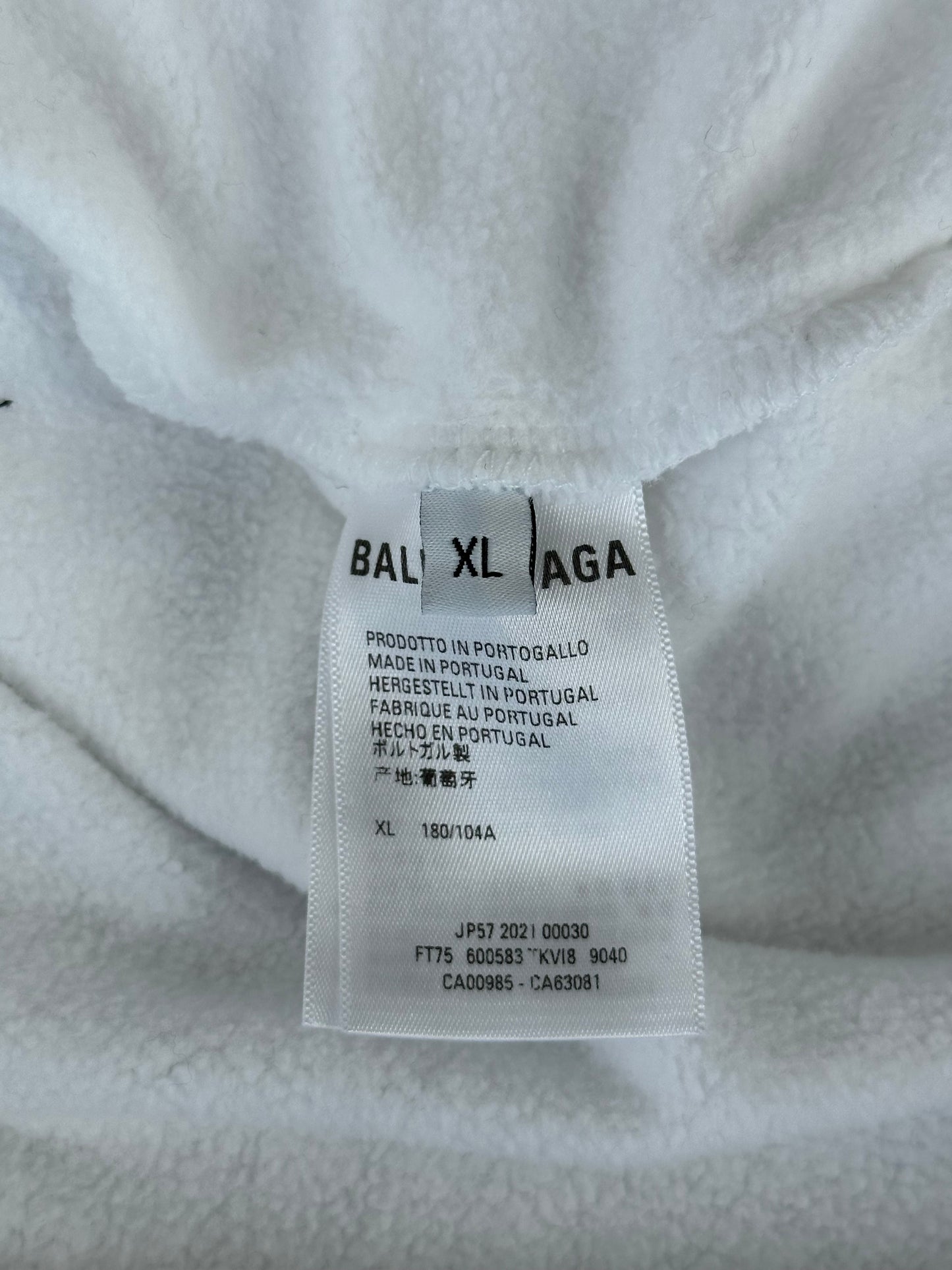 Balenciaga White & Black Pixel Logo Hoodie