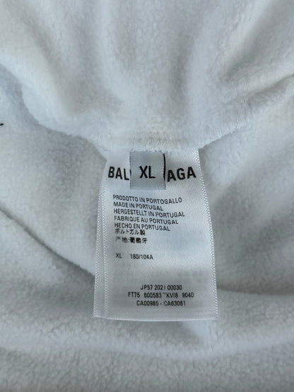 Balenciaga White & Black Pixel Logo Hoodie
