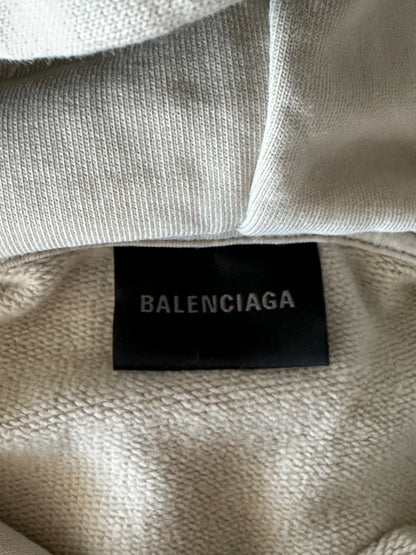 Balenciaga Grey & White Dallas Logo Hoodie