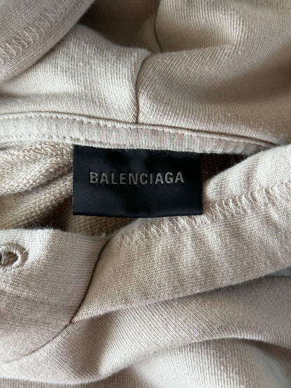 Balenciaga Beige & Black Embroidered BB Icon Logos Hoodie