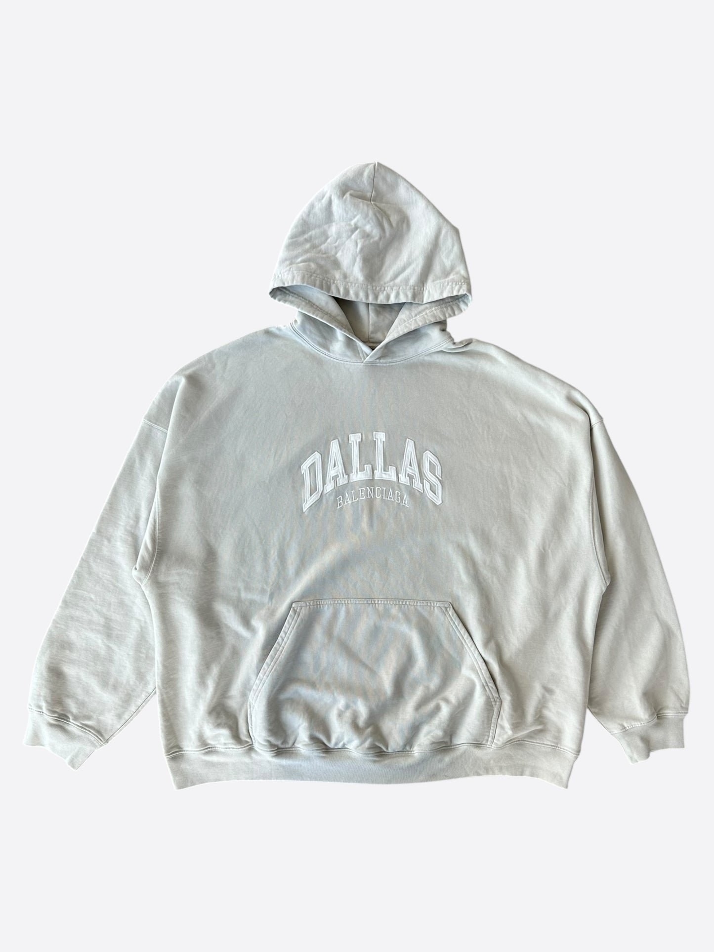 Balenciaga Grey & White Dallas Logo Hoodie