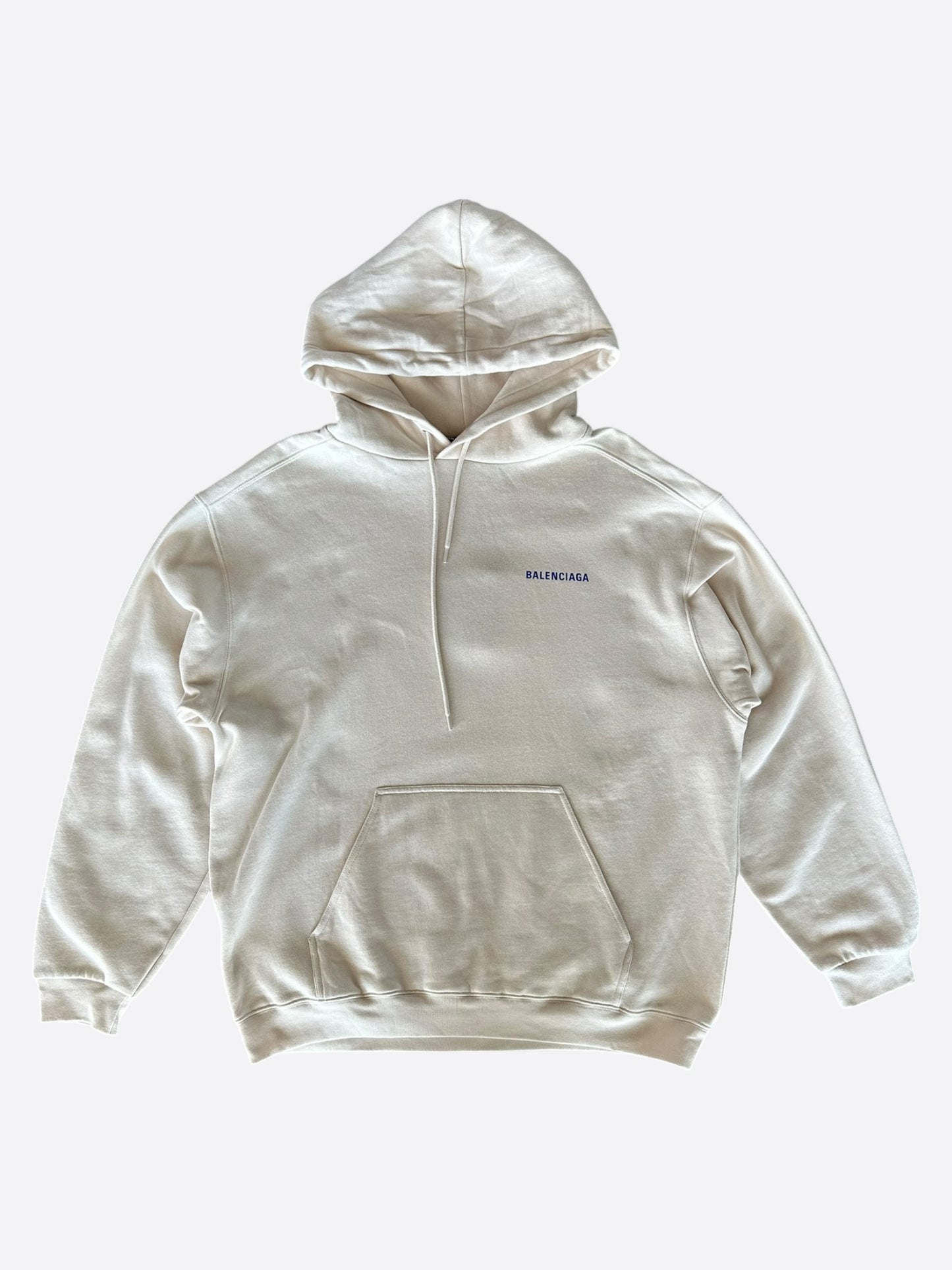 Balenciaga White & Blue Logo Hoodie
