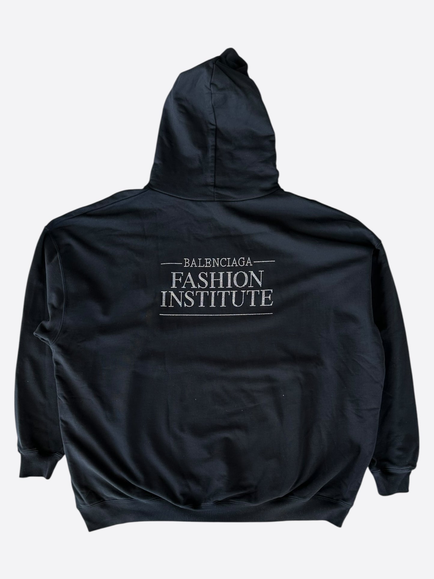 Balenciaga Black & Crystal Fashion Institute Logo Hoodie