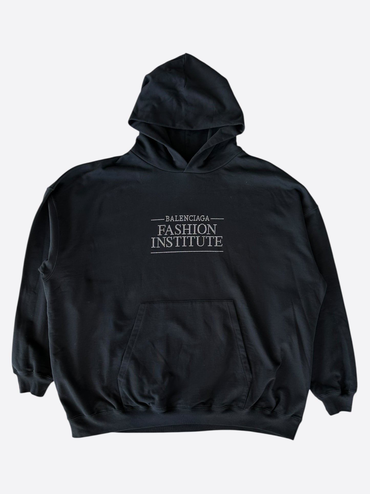 Balenciaga Black & Crystal Fashion Institute Logo Hoodie