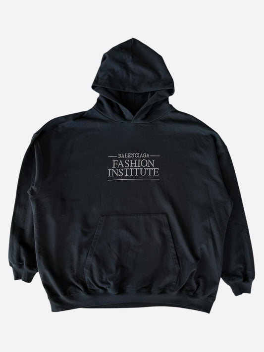 Balenciaga Black & Crystal Fashion Institute Logo Hoodie