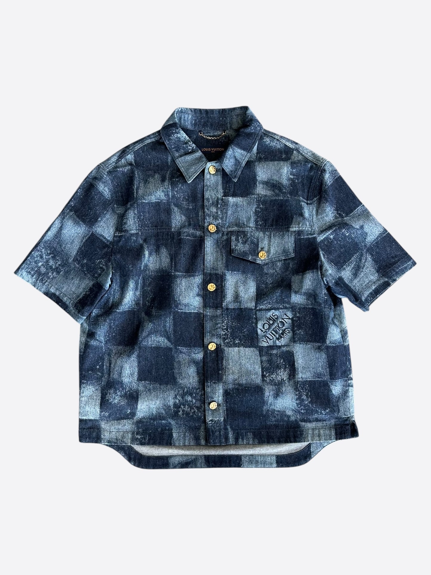 Louis Vuitton Blue Damier Salt Button Up Shirt