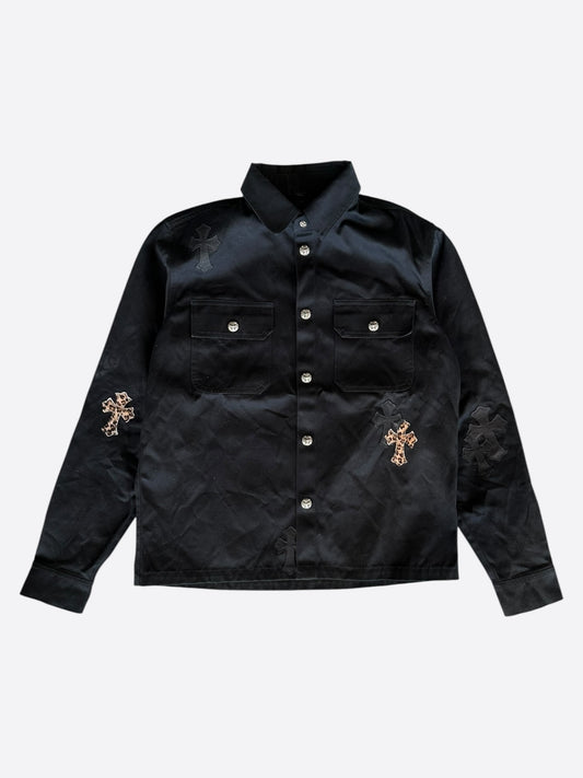 Chrome Hearts Black & Cheetah Cross Patch Work Dog Jacket