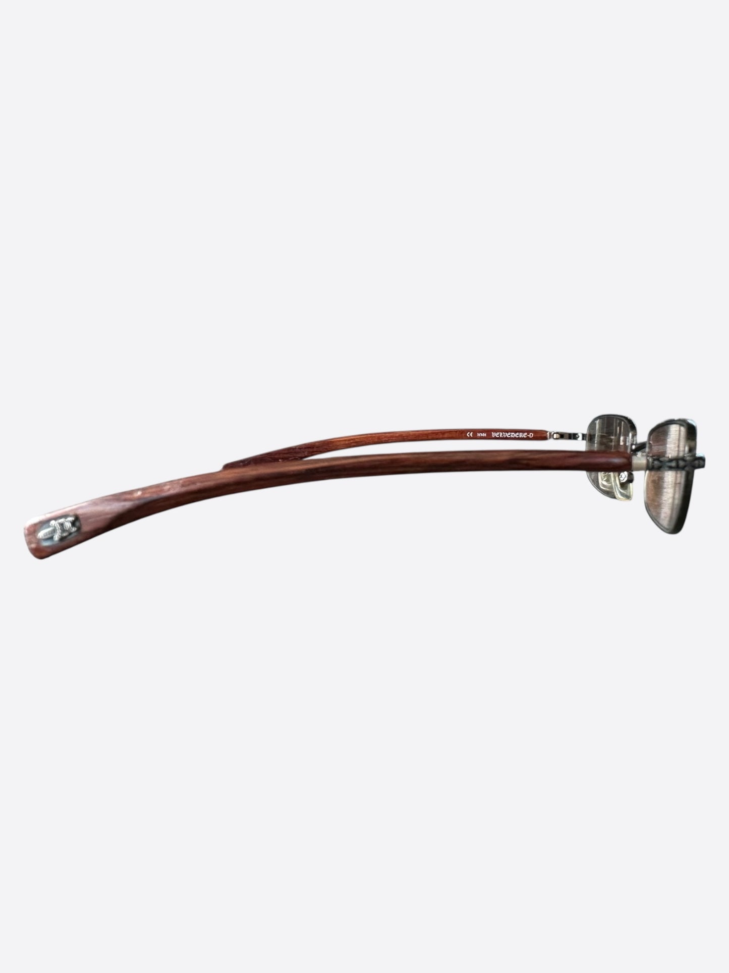Chrome Hearts Brown Wood & Silver Velvedere Sunglasses