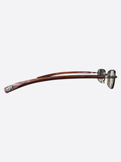 Chrome Hearts Brown Wood & Silver Velvedere Sunglasses