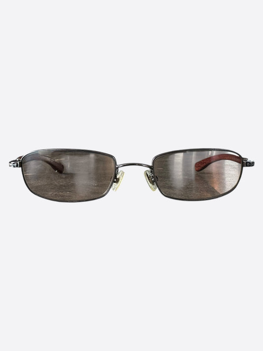 Chrome Hearts Brown Wood & Silver Velvedere Sunglasses