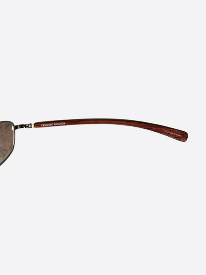 Chrome Hearts Brown Wood & Silver Velvedere Sunglasses